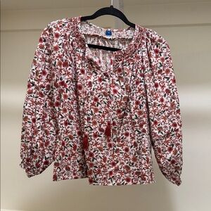 Old Navy Floral Print Blouse with Tassels